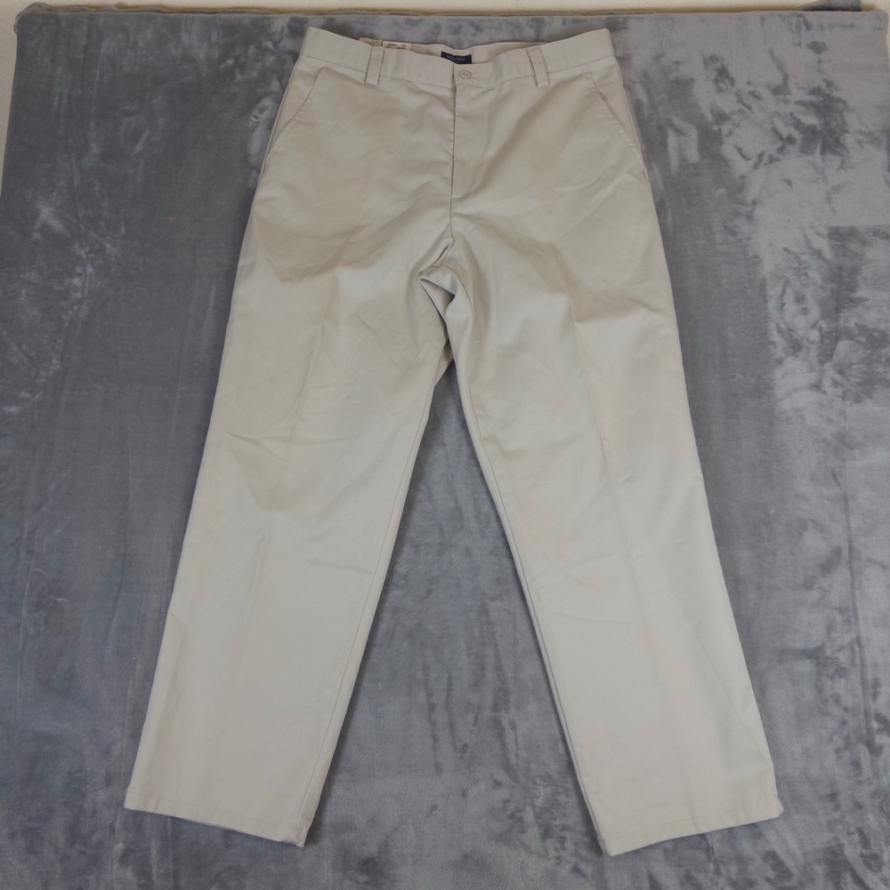 Dockers Washed Chino Pants Mens 34x30 Khaki Relaxed Fit Flat Front NWT Cotton